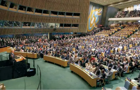  ??  ?? Donald Trump, durante su discurso de ayer ante la Asamblea General de la ONU, en Nueva York.