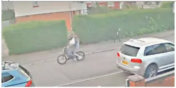  ?? ?? 2 Two minutes later, the same e-bike is seen on Stanway Road with the police van about 16 seconds behind