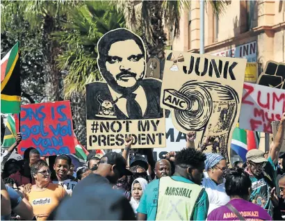  ?? Picture: ESA ALEXANDER ?? TAKING TO THE STREETS: Thousands protest in Cape Town on Friday demanding the removal of President Jacob Zuma