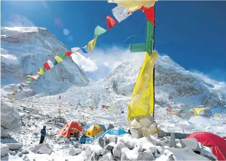  ??  ?? DOWN TOOLS: There was no going up from Everest Base Camp this week as Sherpa guides were striking for rights