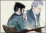  ?? ELIZABETH WILLIAMS VIA AP ?? In this courtroom sketch former pharmaceut­ical CEO Martin Shkreli, left, is seated next to his lawyer Ben Brafman in federal court, Friday, March ,9, 2018in New York. “Pharma Bro” vilified for jacking up the price of a lifesaving drug, was sentenced to...