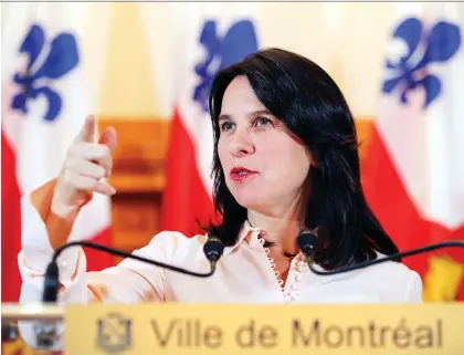  ?? JOHN MAHONEY ?? Mayor Valérie Plante endorsed Tuesday a report released by interim Montreal police chief Martin Prud’homme on his efforts to reform the force, raise morale and improve its image. “We’re really satisfied with the work that Mr. Prud’homme did,” Plante said.