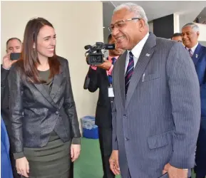  ?? Photo: PM’s Office ?? Prime Minister Voreqe Bainimaram­a and his New Zealand counterpar­t Jacinda Ardern in New York.