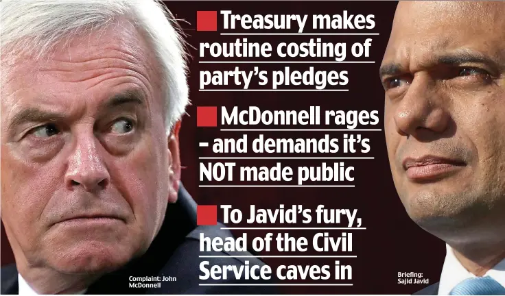  ??  ?? Complaint: John McDonnell
Briefing: Sajid Javid