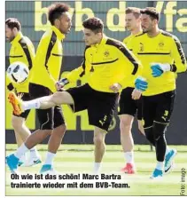  ??  ?? Oh wie ist das schön! Marc Bartra trainierte wieder mit dem BVB-Team.