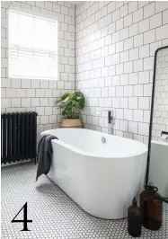  ??  ?? 4
BATHROOM Removing the chimney breast created space to fit in a bath and a separate shower. Charlotte Edwards bath, £849.99, Drench