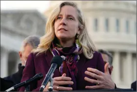  ?? (AP Photo/Jacquelyn Martin) ?? Rep. Abigail Spanberger, D-Va., speaks during a news conference with the Problem Solvers Caucus about the expected passage of the emergency covid-19 relief bill.