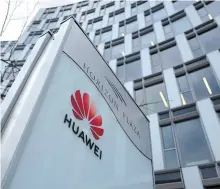  ?? Reuters-Yonhap ?? Logo of Huawei is seen in front of the local offices of Huawei in Warsaw, Poland, Jan.11.