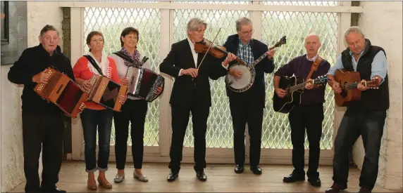  ??  ?? Members of Duncannon based Hal’s Ceili Band playing in the library in Tintern Abbey recently as part of National Heritage Week.