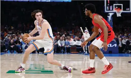  ?? ?? Oklahoma City’s Josh Giddey had a triple-double in the Thunder’s 139-77 win on Thursday night. Photograph: Alonzo Adams/USA Today Sports