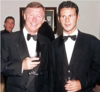  ??  ?? Leading men: Sir Alex Ferguson and Ryan Giggs at a film premier in 1995