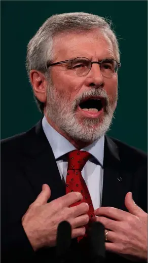  ??  ?? Sinn Fein President Gerry Adams addresses the Sinn Fein Ard Fheis in the RDS, Dublin.