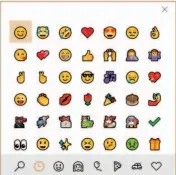  ??  ?? The Windows 10 Fall Creators Update feeds emoji fever: Press the Windows key plus a semicolon, and this emoji input screen appears.