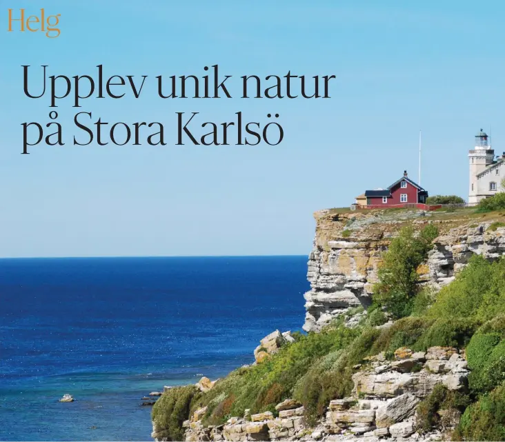  ??  ?? FYREN BLEV HOTELL. Den ståtliga fyren på Stora Karlsö tändes för första gången 1887 och var bemannad fram till 1974. Idag fungerar fyren som hotell för övernattan­de gäster.