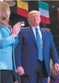  ?? ALEX BRANDON AP ?? President Donald Trump attends a ser vice at Internatio­nal Church of Las Vegas on Sunday. He also visited Carson City.