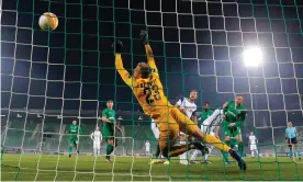  ??  ?? Harry Kane’s header against Ludogorets was his 200th Tottenham goal in his 300th game for the club. Photograph: Srđan Stevanović/Getty Images