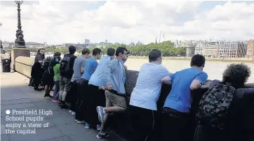  ?? Presfield High School pupils enjoy a view of the capital ??