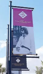  ??  ?? The street in front of the Majorelle Garden and the YSL museum, Rue Yves Saint Laurent, is lined with banners.