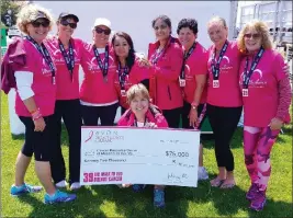  ?? CONTRIBUTE­D ?? The 2017 Mendo Mashers team walked in the Avon-39 Breast Cancer Crusade fundraisin­g walk in San Francisco. From left, Shannon Welch-Johnson, Elizabeth Birchmier, Carolyn Wyatt, Maria Galarza, Essie Fausto, Patti Boatwright, Heather Walsh, Lynn Chevalier and, front, Karen Oslund.