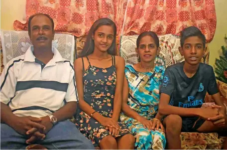  ?? Photo: Waisea Nasokia ?? From left, Dad Ajit Chand, Namrata Neha Chand, Mum Surekha Chand and brother Varun Chand at their home in Navakai, Nadi.