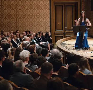  ??  ?? Stage hands: (clockwise from left) Eyck performs at the 2015 Echo Klassik Awards; teaching at a summer academy in France, 2014; at the Prague Spring Internatio­nal Music Festival in 2019