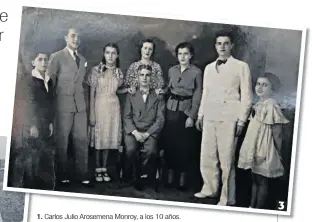  ??  ?? 1. Carlos Julio Arosemena Monroy, a los 10 años.
2. Cuando fue ministro de Defensa en 1953.
3. Con su padre Carlos Julio Arosemena Tola y hermanos: Gustavo, Eduardo, Leticia; María Laura, María de Jesús y Beatriz.
3