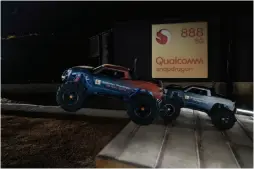  ??  ?? Qualcomm showed off the power of the Snapdragon 888 and its 5G radios by racing RC cars from a mile away.