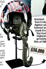  ??  ?? Hotshot: Tom Cruise’s fighter pilot helmet and mask from Top Gun, highest grossing film of 1986