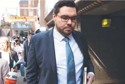  ?? ?? Bruce Lehrmann emerges from court after Justice Michael Lee ruled in favour of Network Ten and journalist Lisa Wilkinson in his defamation case. Picture: Getty Images