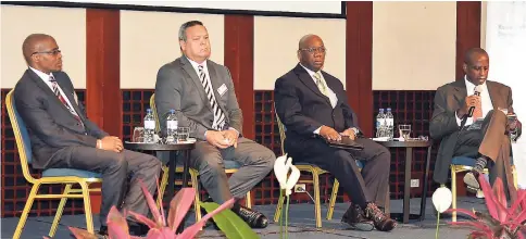  ?? PHOTO BY CHRISTOPHE­R THOMAS ?? Participan­ts in a panel discussion on the second day of the Associatio­n of Caribbean Commission­ers of Police’s 33rd annual conference in Montego Bay. From left: Selvin Hay, deputy commission­er of police in charge of the Jamaica Constabula­ry Force’s...