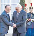  ?? FOTO: IMAGO ?? François Hollande (li.) begrüßt Frank-Walter Steinmeier.
