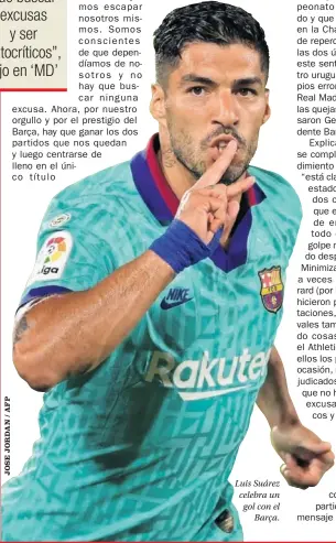  ??  ?? Luis Suárez celebra un gol con el Barça.