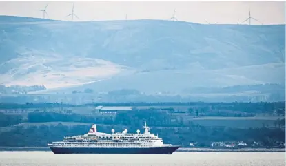  ?? Picture: Steve Brown. ?? One of the Fred Olsen cruise liners anchored in the Firth of Forth.