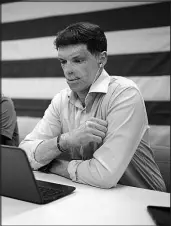  ?? JOHN LOCHER / ASSOCIATED PRESS FILE (2022) ?? Nevada Republican Senate hopeful Sam Brown makes a call at his campaign office June 14, 2022, in Las Vegas.