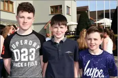  ?? Photo by Michelle Cooper Galvin ?? Ben O’Brien, Evan O’Cinneide and Tadhg Kennedy Ventry Youth Club at the Youth Day in the INEC, Killarney on Sunday.
