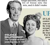  ??  ?? VOLATILE RELATIONSH­IP: The Tynans on their wedding day in 1951