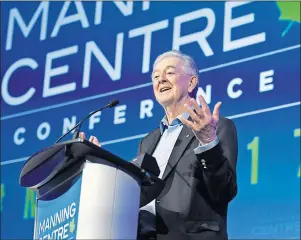  ?? cP Photo ?? Preston Manning speaks at the opening of the Manning Centre conference Friday in Ottawa.