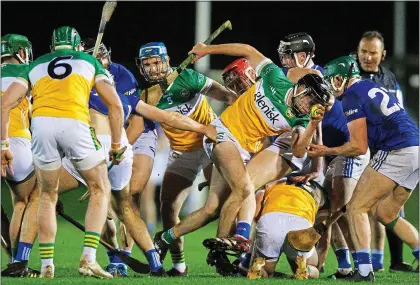  ?? ?? RAISING STANDARDS: Offaly hurlers in action against Laois last month