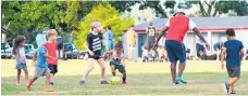  ?? Photo / Arthur Uden ?? Children play in Te Awamutu AFC's 5-a-side competitio­n.