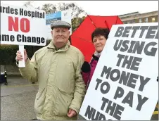  ??  ?? Denis Doherty and Gertrude Reilly at the protest to save the name at Our Lady of Lourdes Hospital