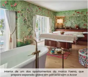  ??  ?? Interior de um dos apartament­os da marca Faena, que prepara expansão global em parceria com a Accor