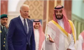  ?? Photograph: Bandar Algaloud/Reuters ?? Prince Mohammed with Joe Biden in Saudi Arabia, July 2022. The administra­tion is seeking an extension after Prince Mohammed was named prime minister.