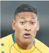  ??  ?? Storm: Israel Folau