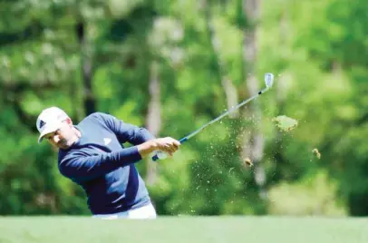  ??  ?? AUGUSTA: Sergio Garcia of Spain plays a shot on the 12th hole during the second round of the 2017 Masters Tournament at Augusta National Golf Club on Friday in Augusta, Georgia. — AFP