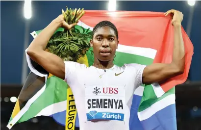  ?? Picture: AFP ?? DOMINANT. Caster Semenya grabbed her third straight Diamond League crown in Zurich on Thursday.