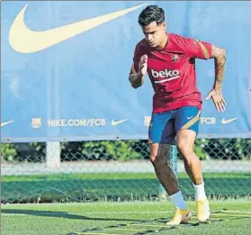  ?? FOTO: FCB ?? Philippe Coutinho trabaja pensando en volver pero tiene la rodilla hinchada