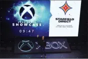  ?? ?? Phil Spencer, Head of Xbox, welcomes fans as the countdown to the 2023 Xbox Games Showcase and Starfield Direct begins on Sunday in Los Angeles.