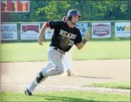  ?? AUSTIN HERTZOG - DIGITAL FIRST MEDIA ?? Boyertown’s Shayn Horrocks rounds third base and scores a run against Conestoga during a District 1-6A quarterfin­al Friday.