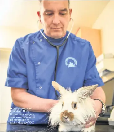  ??  ?? Ian Hopkins, of Knutsford Holly House vets surgery, says owners should be aware of the rabbit disease VHD