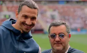  ?? GETTY IMAGES ?? Coppia Zlatan Ibrahimovi­c, 40 anni, da sempre assistito da Mino Raiola, 54